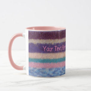colourful knitted stripes unique vintage fun mug