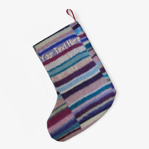 colourful knitted stripes unique vintage fun small christmas stocking