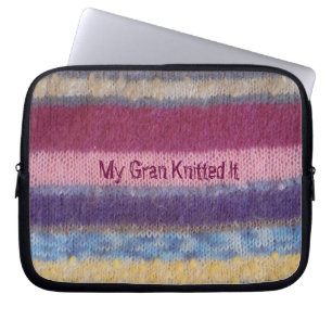 colourful knitted stripes vintage fun slogan laptop sleeve