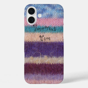 colourful knitted stripes vintage style fun iPhone 16 plus case
