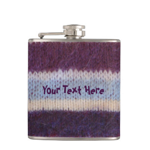 colourful knitted stripes vintage style fun design hip flask