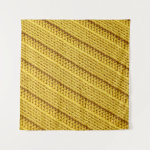 Colourful knitted textile texture. Yellow. Tapestry