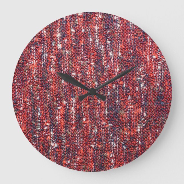 Colourful Knitted Texture: Cozy Background Large Clock (Front)
