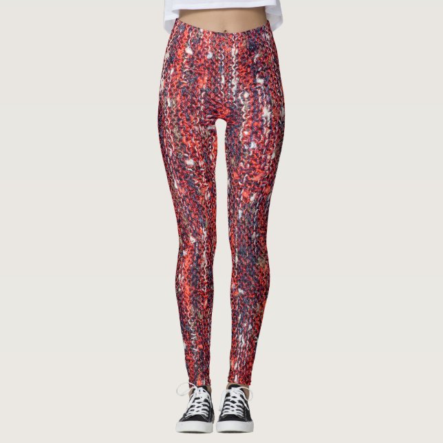 Colourful Knitted Texture: Cozy Background Leggings (Front)