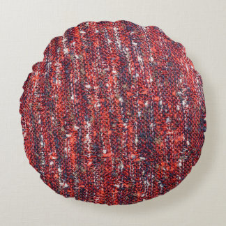 Colourful Knitted Texture: Cozy Background Round Pillow