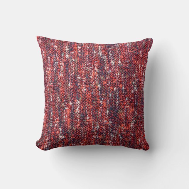 Colourful Knitted Texture: Cozy Background Throw Pillow (Front)