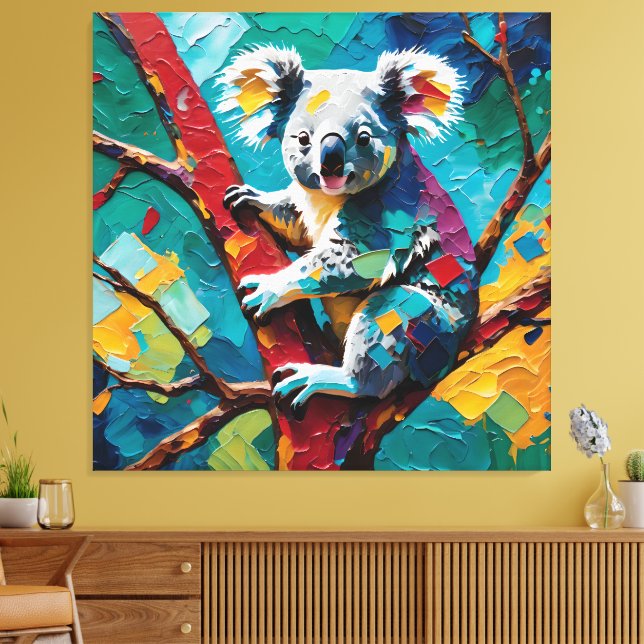 Colourful Koala in Abstract Nature Canvas Print (Insitu(LivingRoom))