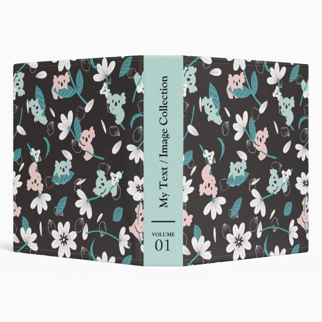 Colourful Koala Pattern Cute Animal and Floral Binder (Background)