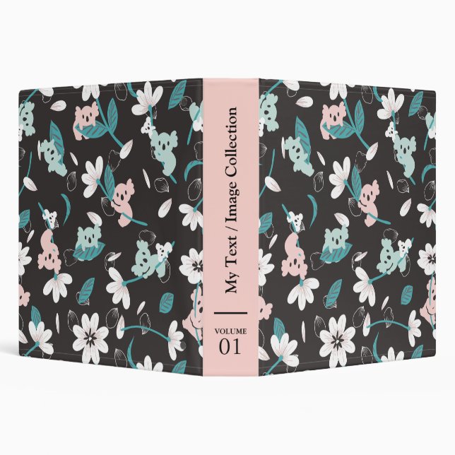 Colourful Koala Pattern Cute Animal and Floral Binder (Background)