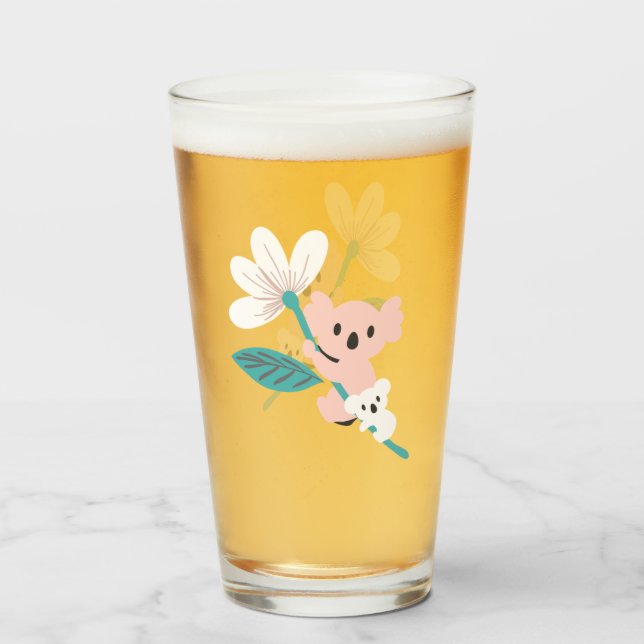 Colourful Koala Pattern Cute Animal and Floral Glass (Front Filled)