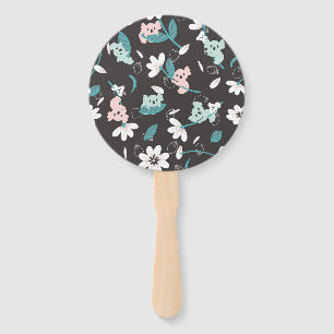 Colourful Koala Pattern Cute Animal and Floral Hand Fan
