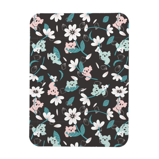 Colourful Koala Pattern Cute Animal and Floral Magnet (Vertical)