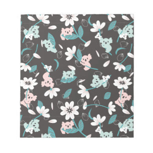 Colourful Koala Pattern Cute Animal and Floral Notepad