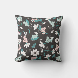 Colourful Koala Pattern Cute Animal and Floral Throw Pillow
