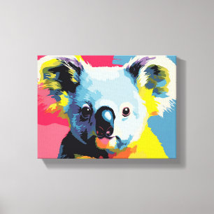 Colourful koala wrapped canvas art