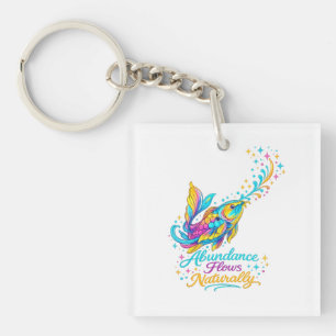 Colourful Koi Fish Abundance Square Keychain