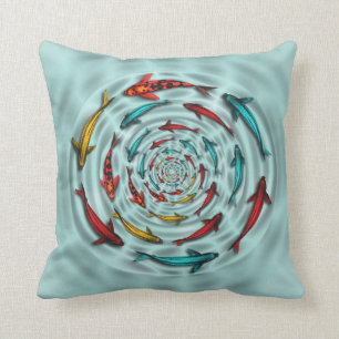 Colourful Koi Fish Circle Mojo Throw Pillow