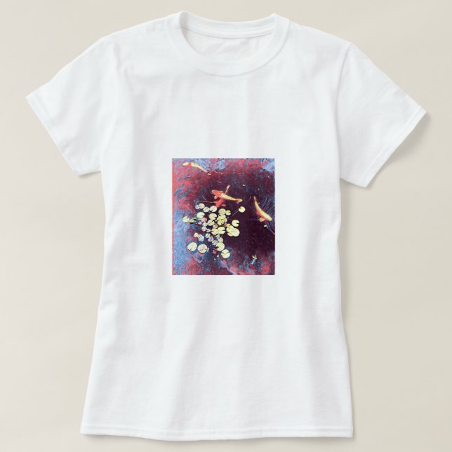 Colourful koi fish Japanese fishpond T-Shirt (Design Front)