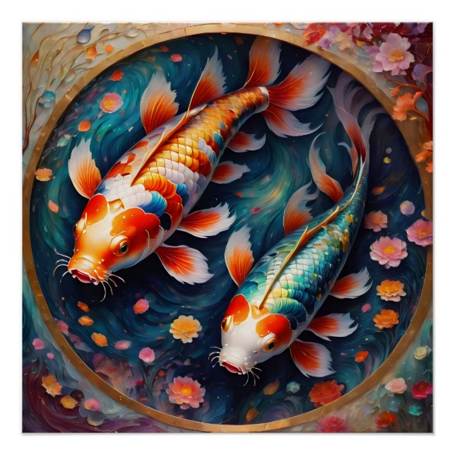 Colourful Koi Fish no 2 Glossy Poster (Front)