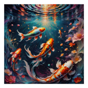Colourful Koi Fish no 4 Glossy Poster