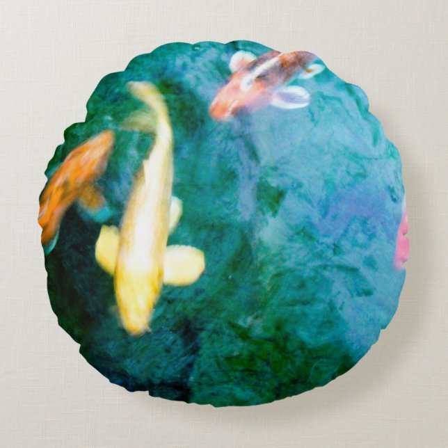 Colourful Koi Fish Round Pillow (Front)