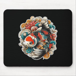 Colourful Koi Fish Tattoo Design Japanese Art Nish Mouse Pad