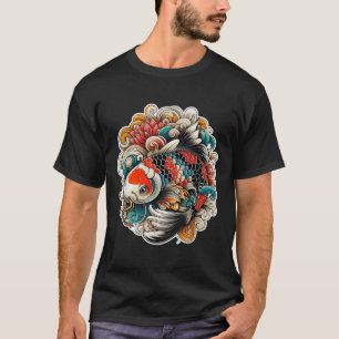 Colourful Koi Fish Tattoo Design Japanese Art Nish T-Shirt