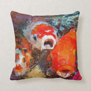 Colourful Koi Fish Throw Pillow