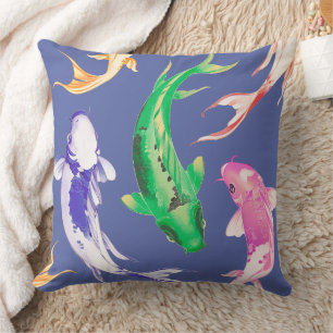 colourful koi fish throw pillow