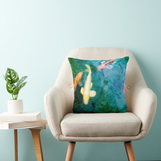 Colourful Koi Fish Throw Pillow (Chair)