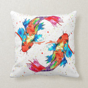 Colourful Koi Fish Throw Pillow
