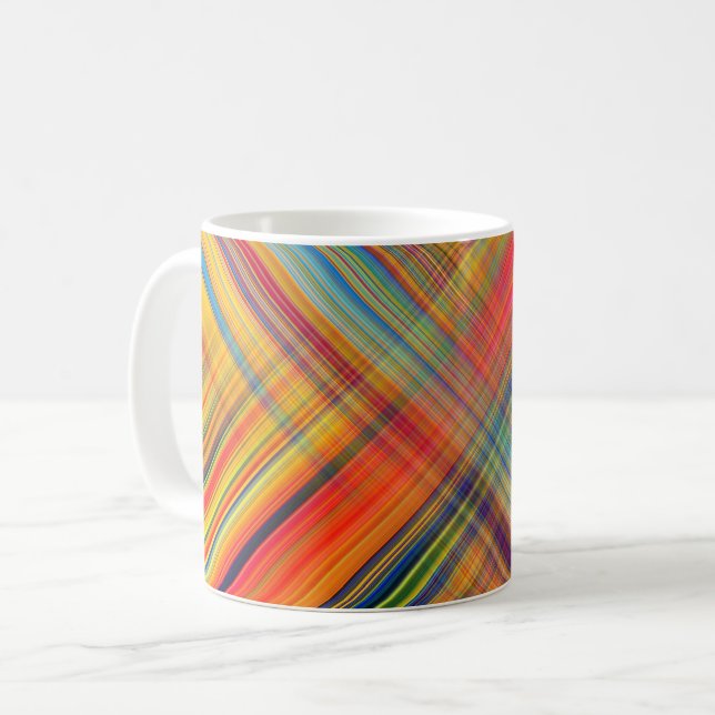 Colourful Kriss Kross Pattern Plaid Coffee Mug (Front Left)