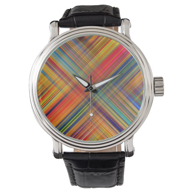 Colourful Kriss Kross Pattern Plaid Watch (Front)