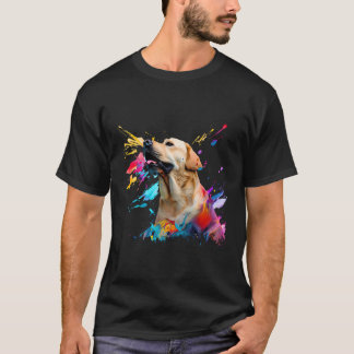 Colourful Labrador Splashes Of Paint Abstract Art  T-Shirt