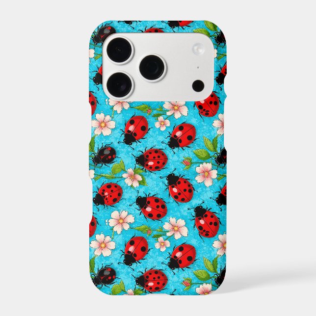 Colourful Ladybug Pattern with Flowers (Back)