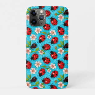 Colourful Ladybug Pattern with Flowers iPhone 11 Pro Case