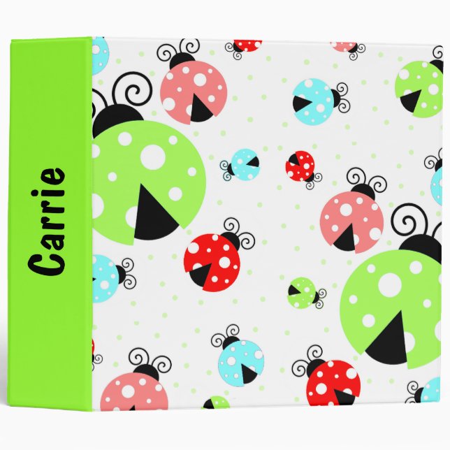 Colourful Ladybug & Polka Dot Binder (Front/Spine)