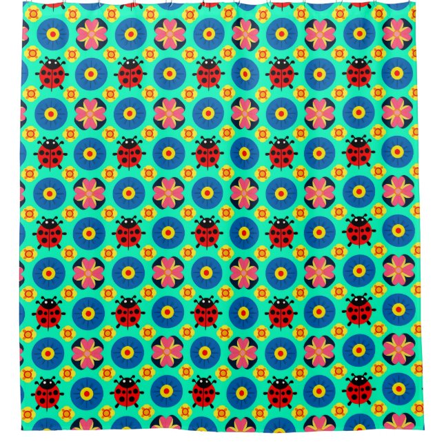 Colourful Ladybugs and Flowers (Front)
