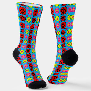 Colourful Ladybugs and Flowers Socks