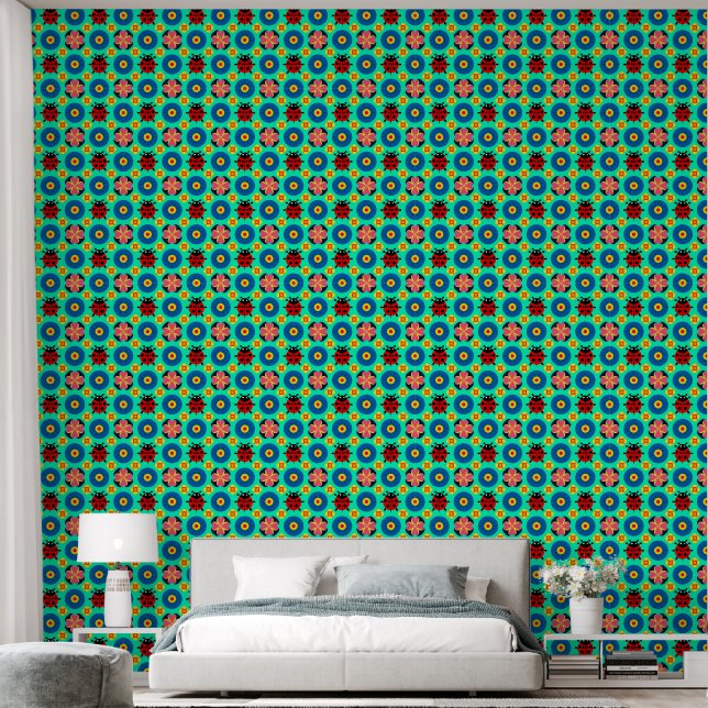 Colourful Ladybugs and Flowers Wallpaper (Bedroom)