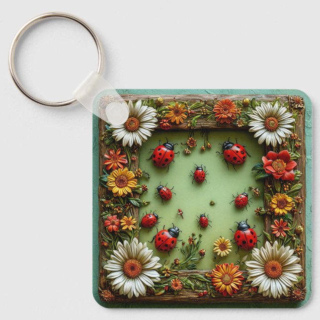 Colourful ladybugs keychain (Front)