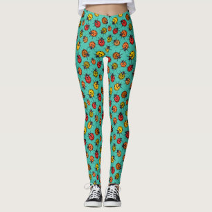 Colourful ladybugs on turquoise leggings