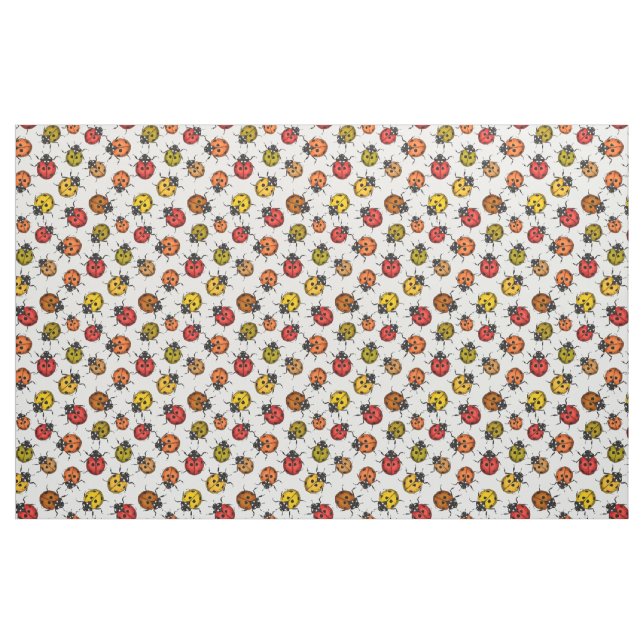 Colourful ladybugs on white fabric (Fat Quarter)
