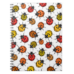 Colourful ladybugs on white notebook