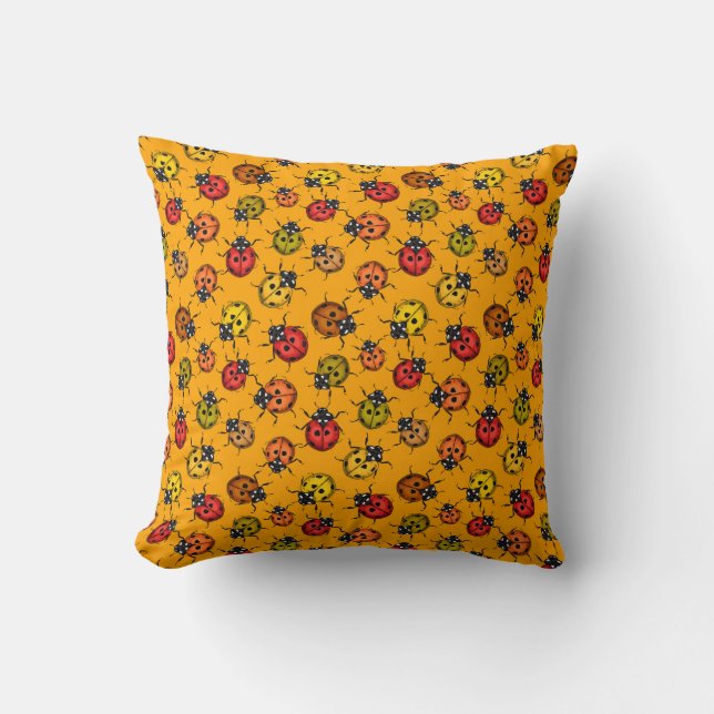 Colourful ladybugs throw pillow (Front)
