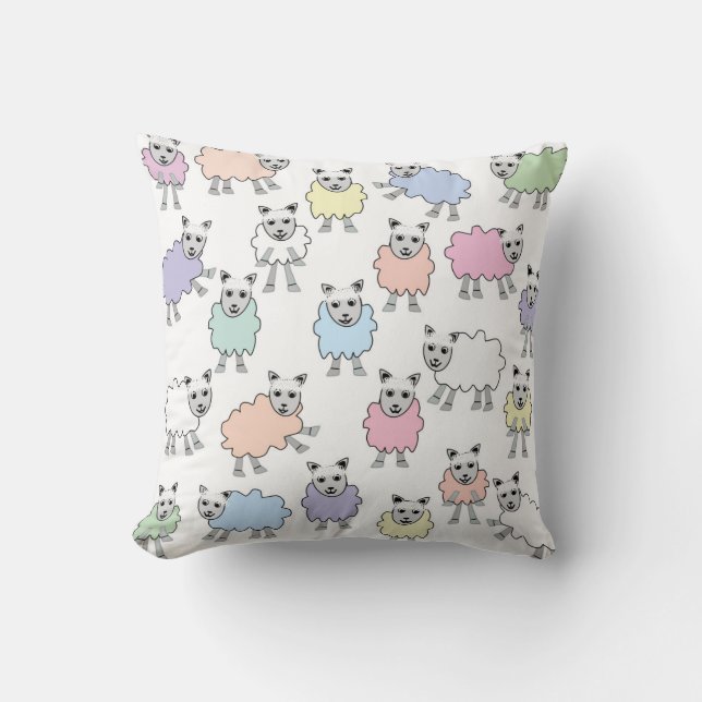Colourful Lambs Pillow (Front)