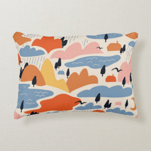 Colourful landscape, mountains, lakes, seamless. accent pillow