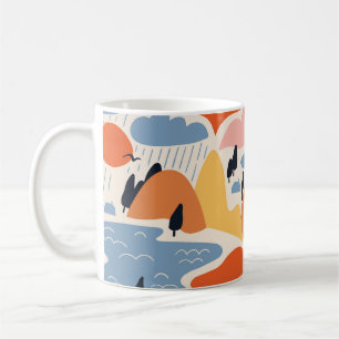Colourful landscape, mountains, lakes, seamless. coffee mug