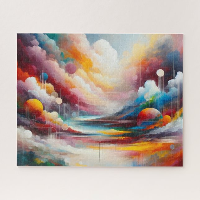 Colourful Landscape Trendy Modern AI Generated Art Jigsaw Puzzle (Horizontal)