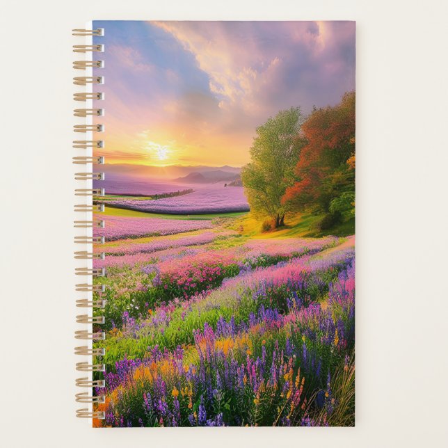 Colourful landscape view of flower fields planner (Front)